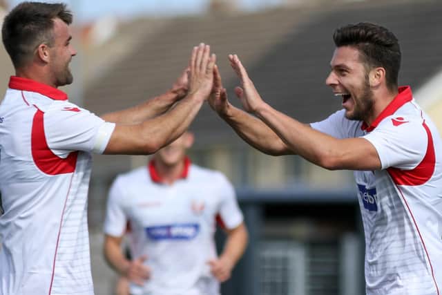 Boro celebrate a goal in their 3-2 win. Picture by Morgan Exley
