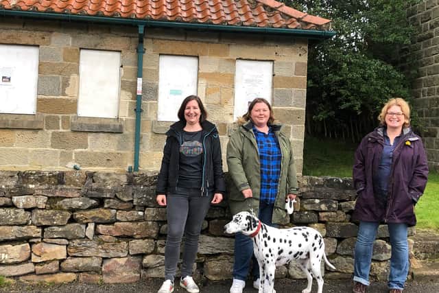 A number of villagers who support the petition - From left: Nicole Lee-Smith, Charlotte Lee-Smith, Petra Bauer.