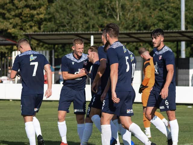 Nathan Cartman is congratulated by his Boro teammates
PHOTOS BY MORGAN EXLEY