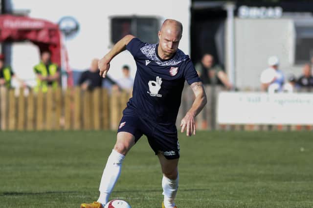 Midfielder Neal Bishop on his league debut for Scarborough Athletic