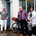 Expert David Harper with Mark and Tracy Witherington outside Pickering Antiques and Collectables.