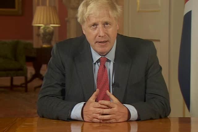 Prime Minister Boris Johnson addressing the nation regarding new coronavirus restrictions. Photo: BBC/PA