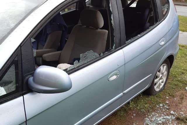 The car that had its windows smashed