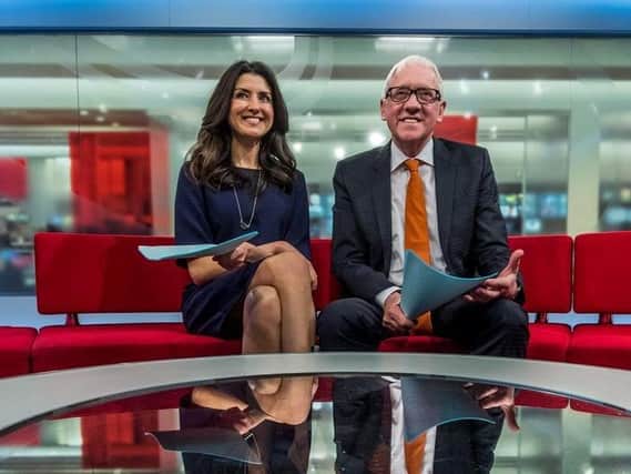 Pictured BBC Look North Presenters Harry Gration (right) and Amy Garcia. Picture: James Hardisty/JPIMedia