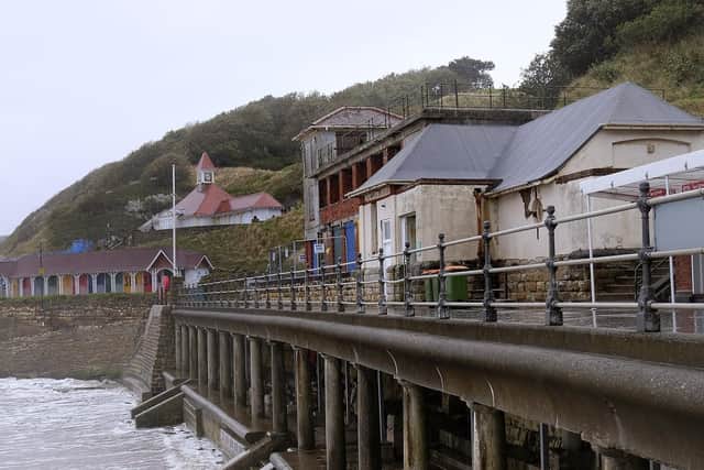 Bathing chalets next to Scarborough Spa.