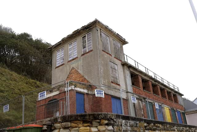 Bathing chalets next to Scarborough Spa.