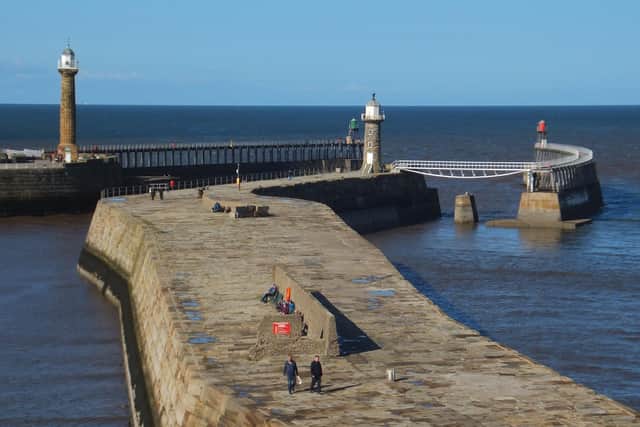 Whitby’s piers and the new bridge.