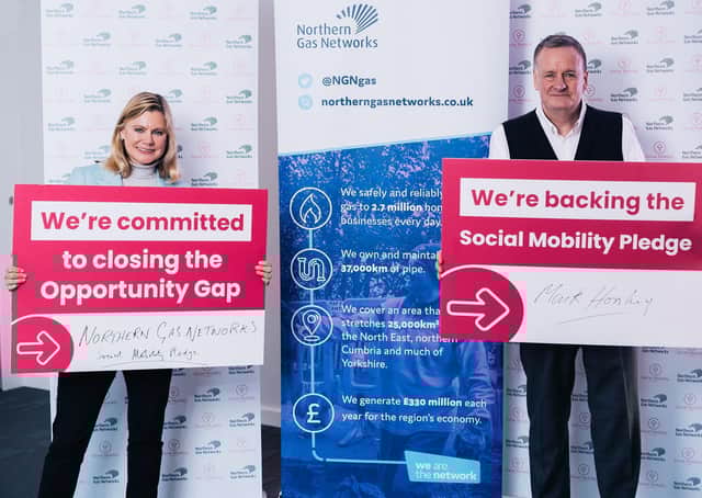 Justine Greening is pictured with Mark Horsley, CEO of Northern Gas Networks.