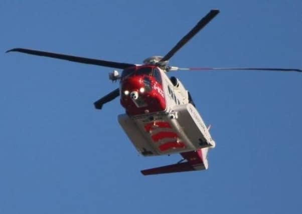 The Coastguard  Rescue Helicopter attended the landslide at Port Mulgrave.