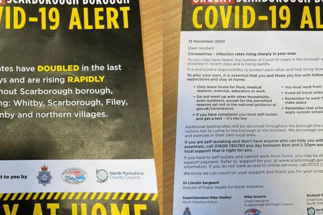 Police and Scarborough Borough Council staff have been hand-delivering leaflets with coronavirus information to Fileyresidents