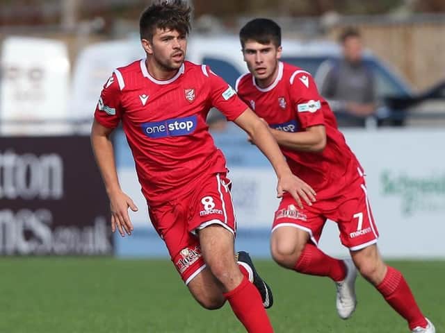 Jordan Deacey in action during his short stint with Scarborough Athletic