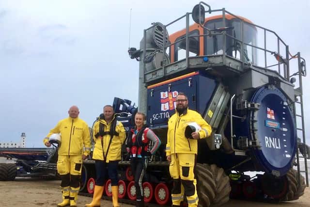 Grace with members of Scarborough RNLI