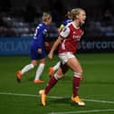 Hinderwell’s Beth Mead celebrates scoring in Arsenal’s 1-1 draw against Chelsea on Sunday. PICTURE: GETTY