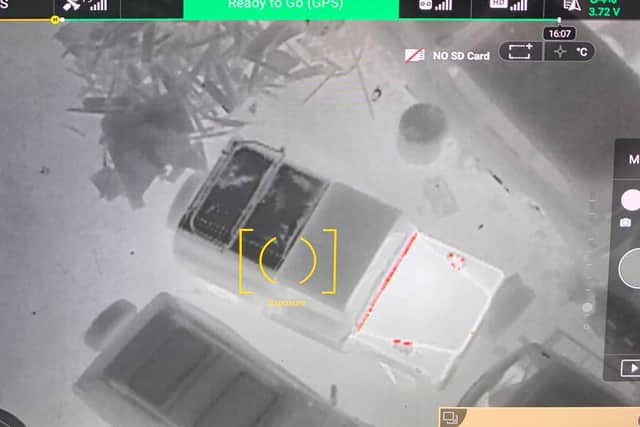 Drone image of the Land Rover stolen from Pickering.