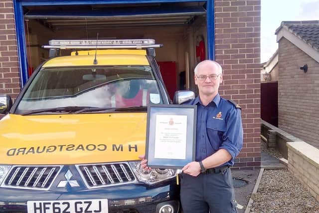 Robert Parkin has been recognised for 30 years of service with Whitby Coastguard.