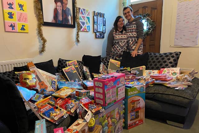 The couple will pass the toys to Scarborough Lions to deliver to those in need