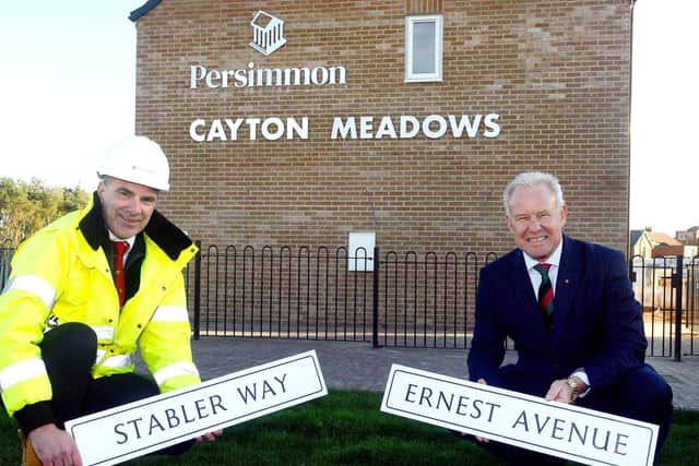 Tim Nixon from Persimmon Homes, left, and Ernest's son John Senior.
