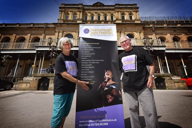 Director of Scarborough Jazz Festival Mike Gordon and his wife Marion promoting last year's event