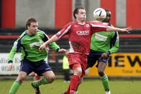 Jamie Vermiglio in action for Scarborough FC against Hyde in February 2007.