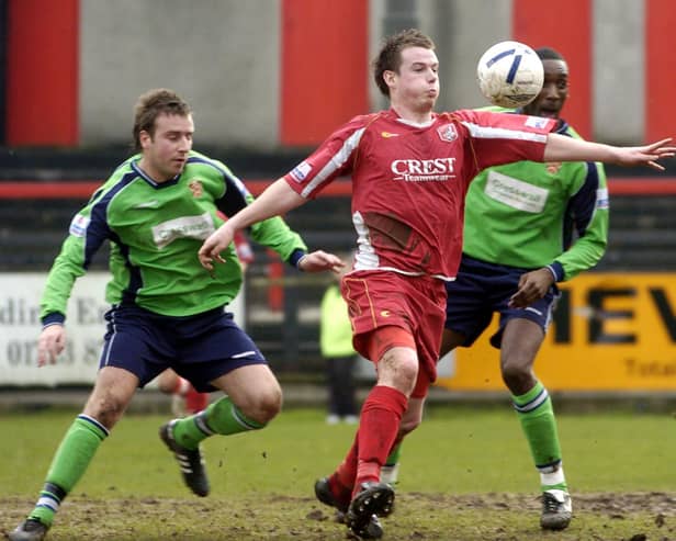 Jamie Vermiglio in action for Scarborough FC against Hyde in February 2007.