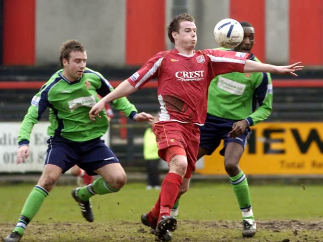 Jamie Vermiglio in action for Scarborough FC against Hyde in February 2007.