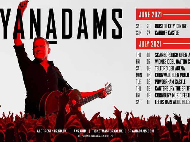 Bryan Adams will come to Scarborough in July 2021