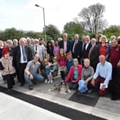Villagers, business representatives, local councillors and MP Kevin Hollinrake celebrating Hunmanby's improved rail service in 2019.