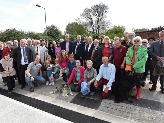 Villagers, business representatives, local councillors and MP Kevin Hollinrake celebrating Hunmanby's improved rail service in 2019.
