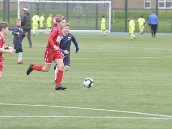 Finlay Sayers-Barker scored a hat-trick for Scarborough Athletic Under-12s at Doncaster Elite