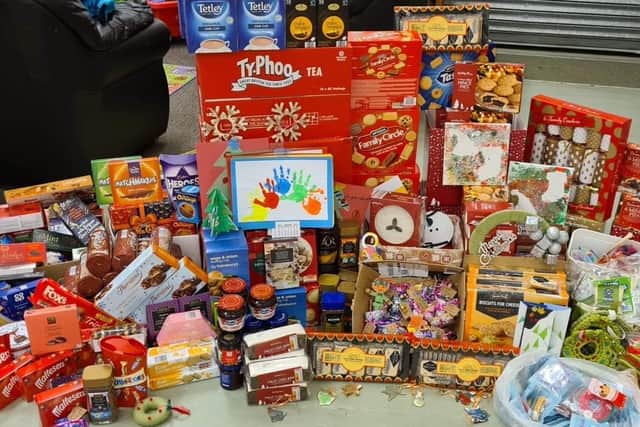 Just a few of the items collected for the 'Let's leave no-one behind this Christmas ' campaign'
