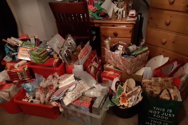 Just a few of the items collected for the 'Let's leave no-one behind this Christmas ' campaign'