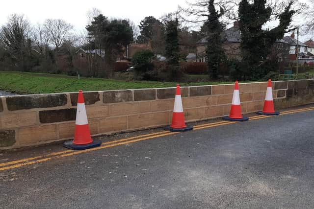 The completed repair work.