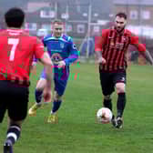 Martin Cooper in action for West Pier against Filey Town last weekend.