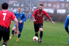 Martin Cooper in action for West Pier against Filey Town last weekend.