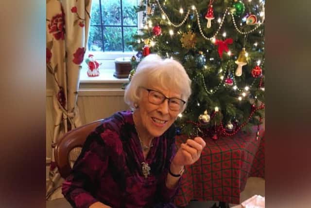 Dorothy Woodroffe celebrating a previous Christmas.