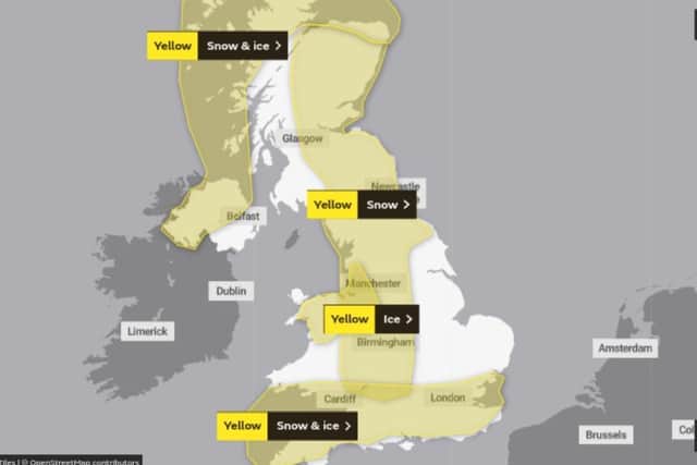 The area covered by the weather warning - pic: Met Office