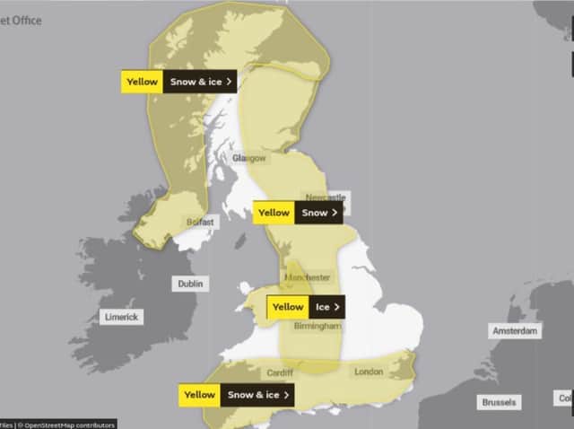 The area covered by the weather warning - pic: Met Office