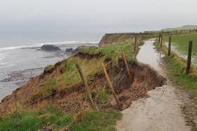 Coastguards are warning of a landslip between Whitby and Saltwick Bay
