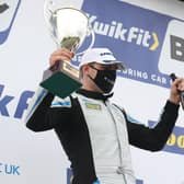Senna Proctor, inset, celebrates his best performance of the BTCC season, a second-placed finish in race three at Knockhill. 

PHOTOS BY EXCELR8 MOTORSPORT