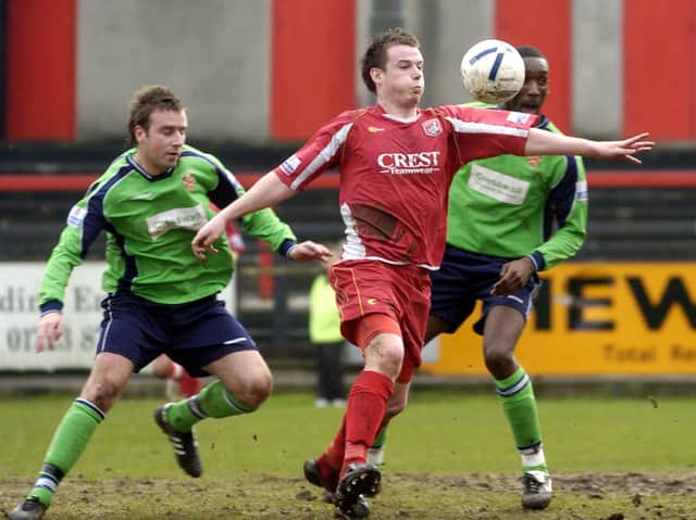 Jamie Vermiglio in action for Scarborough FC.