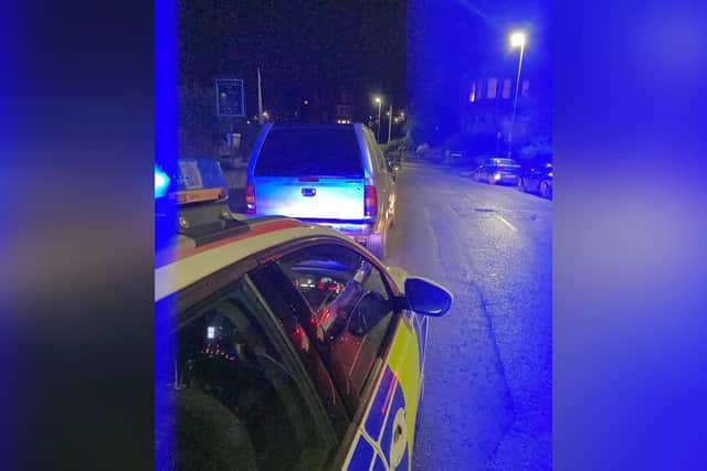 Officers stopped a driver pushing his car along Valley Road.