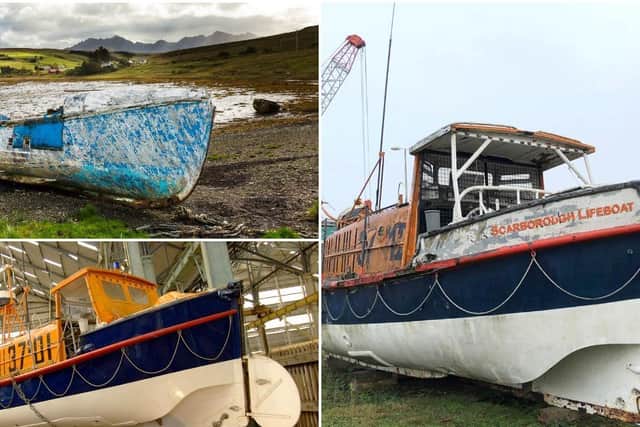 Three of Scarborough's former lifeboats ... the ECJR, Amelia and JG Graves of Sheffield.