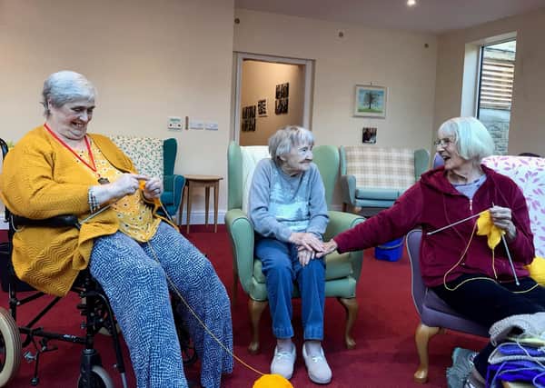 The Hall’s residents get knitting for the Easter weekend display.