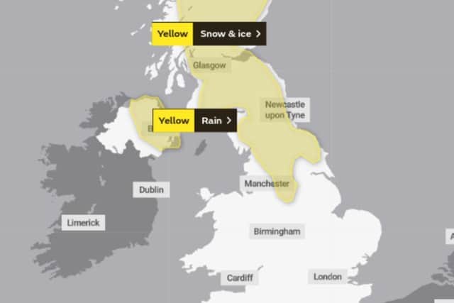 The area covered by the weather warning