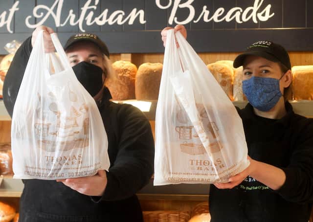 Thomas The Baker’s new compostable carrier bags. Photo submitted