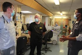 Dr Ed Smith with Dr James Robertson, Emergency Physician, and Zafir Ahmed, Consultant.