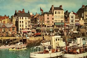 This postcard shows a busy harbour scene from the 1960s. Image submitted
