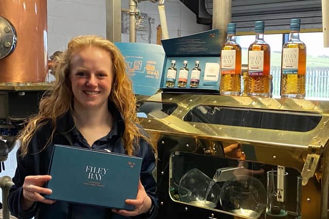 Libby Barmby is pictured with the Filey Bay Tasting Set.