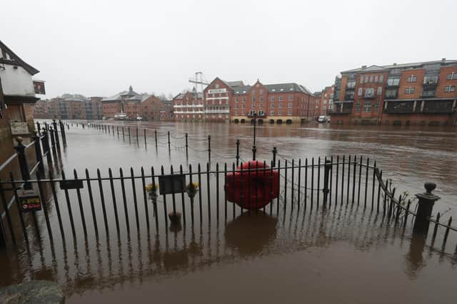 Flood water in York as Storm Christoph is set to bring widespread flooding, gales and snow to parts of the UK. Photo: PA