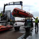 The new inshore lifeboat is delivered to Bridlington RNLI.